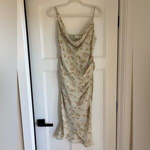 Floral Midi Dress light green with flowers